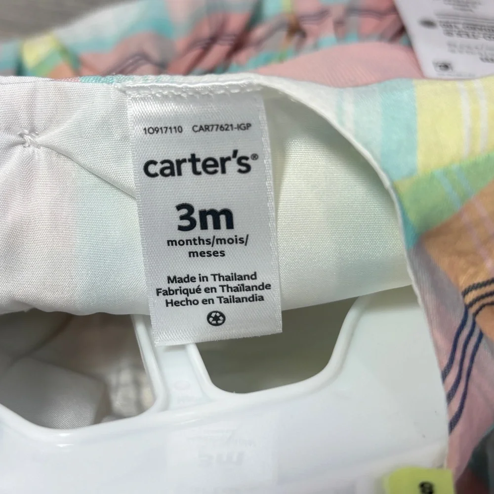 Carter's Easter Pastel Plaid Dress with‎ Bloomers - size 3 Months NEW